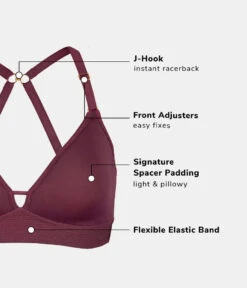 The Spacer Bra: Plum -Outlet No Wire Bras Store 09 product flat functions spacer bra plum