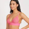 The Long-Lined Lace Bralette: Pink Hibiscus