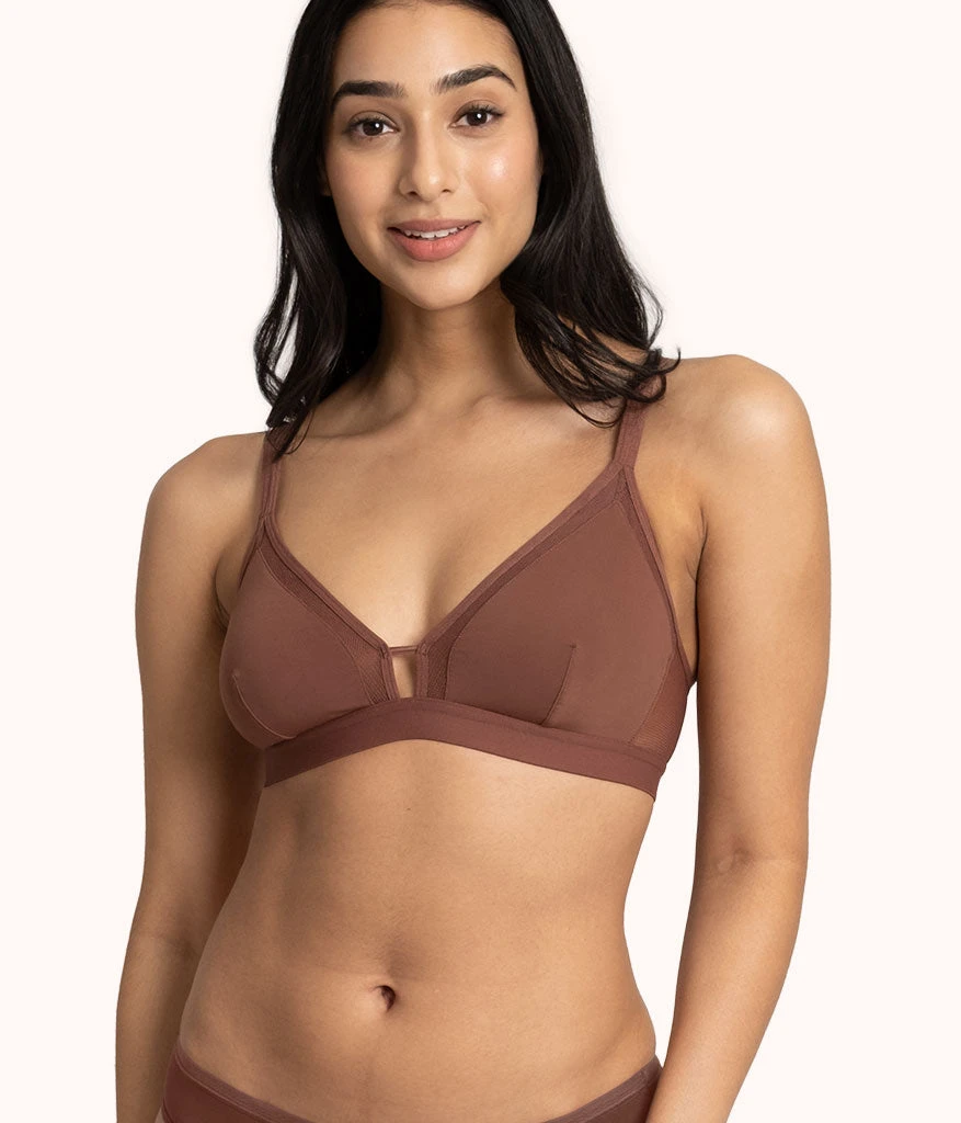 The Mesh Trim Padded Bralette: Umber 1 The Mesh Trim Padded Bralette: Umber