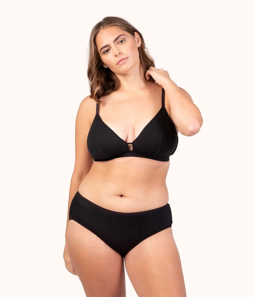 The Ribbed Busty Bralette: Jet Black 1 The Ribbed Busty Bralette: Jet Black