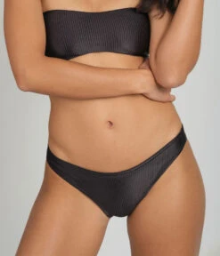 The Swim Ribbed Cheeky Bottom: Jet Black