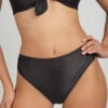 The Swim Ribbed High Waist Bikini Bottom: Jet Black