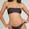 The Swim Ribbed Tie-Front Bandeau: Jet Black