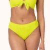The Swim Ruched High Waist Bikini Bottom: Electric Lime