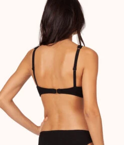 The Ruched Plunge Bralette & High Waist Swim Bundle: Jet Black -Outlet No Wire Bras Store 2 on model back ruched plunge bralette jet black d5743c90 18ed 4c82 a6b5 6ca9151be42b