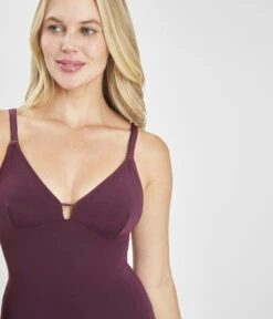 Outlet No Wire Bras Store -Outlet No Wire Bras Store 2 on model front1 all day nursing bodysuit plum