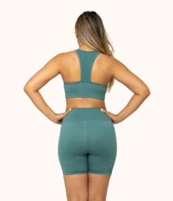 The Active Bike Short: Harbor Green -Outlet No Wire Bras Store 3 on model back active bike short harbor green bb55b1f4 9b4e 4eec 9b12 a8bd27ded3a0