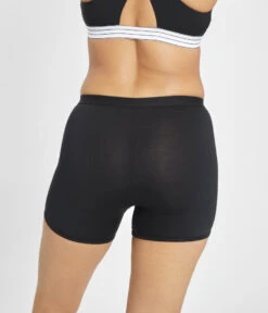 The All-Day Boy Short: Jet Black -Outlet No Wire Bras Store 3 on model back all day boy short jet black