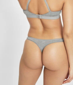 The All-Day Thong: Heather Gray -Outlet No Wire Bras Store 3 on model back all day thong heather gray
