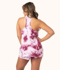The All-Day Tie Dye Tank: Pink Tie Dye -Outlet No Wire Bras Store 3 on model back all day tie dye tank pink tie dye d21d405d b149 4d01 bab1 33caa0fcc692