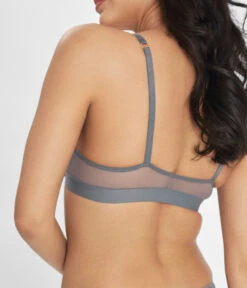 The Front Close No-Wire Bra: Smoke -Outlet No Wire Bras Store 3 on model back front close no wire smoke