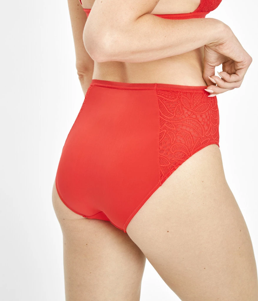 The Lace High Waist Bikini: Tomato Red 3 The Lace High Waist Bikini: Tomato Red - Image 3