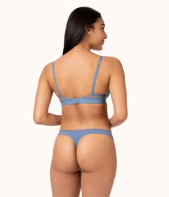 The Lace No-Wire Push-Up: Vintage Indigo -Outlet No Wire Bras Store 3 on model back lace no wire push up vintage indigo