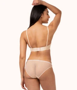 The Low Back Bralette: Toasted Almond -Outlet No Wire Bras Store 3 on model back low back bralette toasted almond