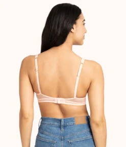 The Mesh Trim Bralette: Retro Blooms 7 The Mesh Trim Bralette: Retro Blooms -Outlet No Wire Bras Store 3 on model back mesh trim bralette retro bloom