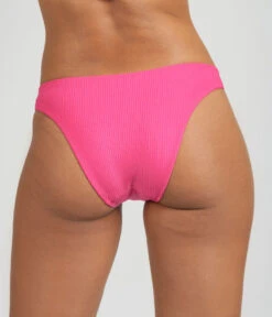 The Ribbed Plunge Bralette & Cheeky Swim Bundle: Magenta -Outlet No Wire Bras Store 3 on model back ribbed plunge bralette ribbed cheeky swim bundle magenta