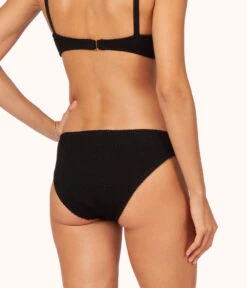 The Swim Ruched Bikini Bottom: Jet Black -Outlet No Wire Bras Store 3 on model back ruched bikini jet black