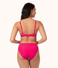 The Smooth Lace Bralette: Magenta -Outlet No Wire Bras Store 3 on model back smooth lace bralette magenta