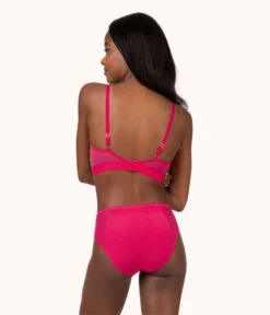 The Smooth Lace Busty Bralette: Magenta -Outlet No Wire Bras Store 3 on model back smooth lace busty bralette magenta