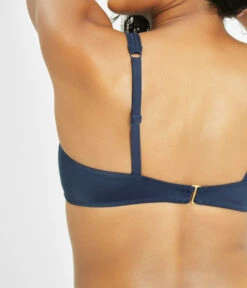 The Swim Plunge Bralette: Navy -Outlet No Wire Bras Store 3 on model back swim plunge bralette navy