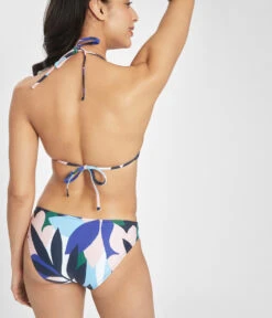The Swim Straight Up Halter: Retro Floral -Outlet No Wire Bras Store 3 on model back swim straight up halter paint brush