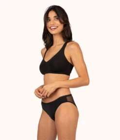 The Sleek Crossback Bralette Bundle: Toasted Almond/Jet Black -Outlet No Wire Bras Store 3 on model front1 sleek cross back bralette bundle multi