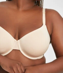 The All-Day T-Shirt Bra: Toasted Almond -Outlet No Wire Bras Store 3 on model front2 all day t shirt bra toasted almond