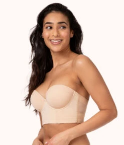 The Low Back Strapless: Toasted Almond 9 The Low Back Strapless: Toasted Almond -Outlet No Wire Bras Store 3 on model front2 low back strapless toasted almond ca235923 383e 4024 bfc7 2541705a84a9