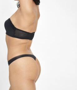 The No Show Thong: Jet Black -Outlet No Wire Bras Store 3 on model front2 no show thong jet black