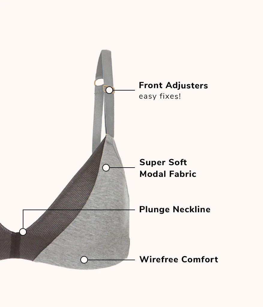 The All-Day Deep V No-Wire: Heather Gray - Image 8