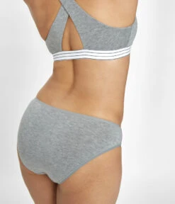 The All-Day Bikini: Heather Gray -Outlet No Wire Bras Store 4 on model back all day bikini heather gray