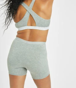 The All-Day Boy Short: Heather Gray -Outlet No Wire Bras Store 4 on model back all day boy short heather gray