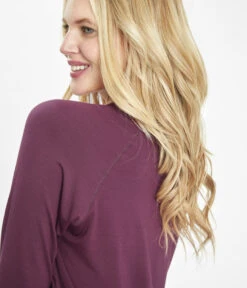 The All-Day Crew Long-Sleeve: Plum 10 The All-Day Crew Long-Sleeve: Plum -Outlet No Wire Bras Store 4 on model back all day crew long sleeve plum