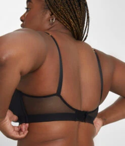 The All-Day Deep V No-Wire: Jet Black -Outlet No Wire Bras Store 4 on model back all day deep v no wire jet black