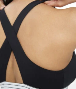 The Cross Back Bralette: Jet Black -Outlet No Wire Bras Store 4 on model back cross back bralette jet black