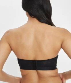 The Smooth Strapless: Jet Black -Outlet No Wire Bras Store 4 on model back smooth strapless jet black