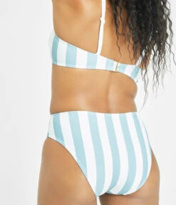 The Plunge Bralette & High Waist Swim Bundle: Cabana Stripe -Outlet No Wire Bras Store 4 on model back swim plunge bralette cabana stripe