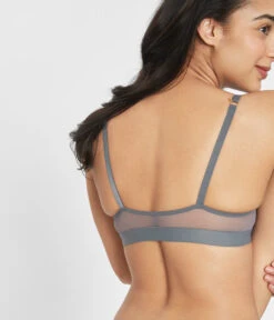 The Front Close No-Wire Bra: Smoke -Outlet No Wire Bras Store 4 on model back1 front close no wire smoke