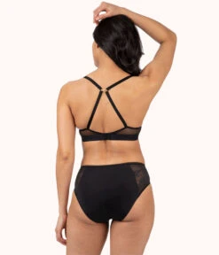 The Smooth Lace No-Wire Push-Up Bra: Jet Black/Soft Pink -Outlet No Wire Bras Store 4 on model back1 smooth lace no wire push up jet black