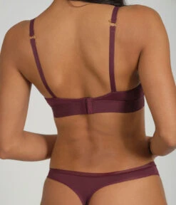 The Spacer Bra: Plum -Outlet No Wire Bras Store 4 on model back1 spacer bra plum