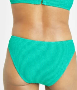 The Swim Ruched Bikini Bottom: Aquamarine -Outlet No Wire Bras Store 4 on model back1 swim ruched bikini bottom aquamarine