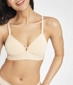The Spacer Bra Trio: Toasted Almond/Jet Black/Plum -Outlet No Wire Bras Store 4 on model front spacer bra toasted almond 79af751c ee85 496d 9f6c 87a8eb56b3c0
