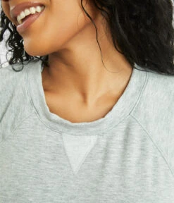 The Terry-Soft Sweatshirt: Heather Gray -Outlet No Wire Bras Store 4 on model front1 terry soft sweatshirt heather gray