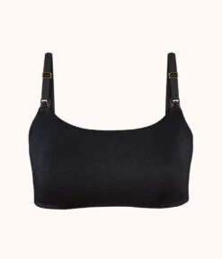 The All-Day Nursing Bralette: Jet Black -Outlet No Wire Bras Store 4 product flat front all day maternity bralette jet black