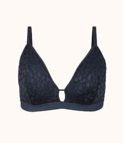 The Floral Lace Busty Bralette: Night Sky -Outlet No Wire Bras Store 4 product flat front floral lace busty bralette night sky 6cfaaf48 9921 4a87 af6a 5c83002a6e24