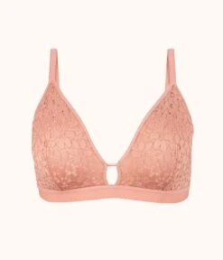 The Floral Lace Busty Bralette: Shell Pink -Outlet No Wire Bras Store 4 product flat front floral lace busty bralette shell pink ef0f9edc 9705 4a83 8340 26172077ee51
