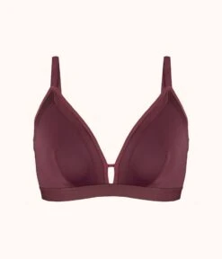 The Luxe Trim Busty Bralette: Plum -Outlet No Wire Bras Store 4 product flat front luxe trim busty bralette plum 721ec5af 2c56 4ecf a352 2c4512799501