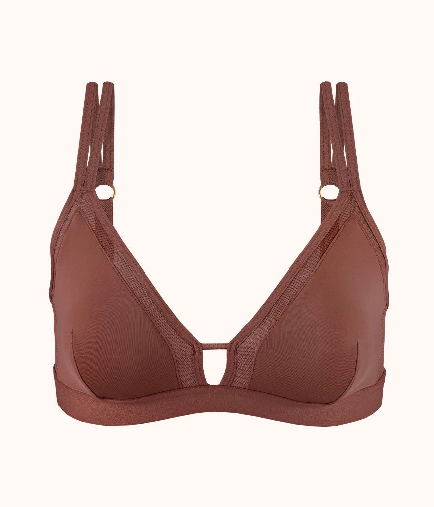 The Mesh Trim Padded Bralette: Umber 4 The Mesh Trim Padded Bralette: Umber - Image 4