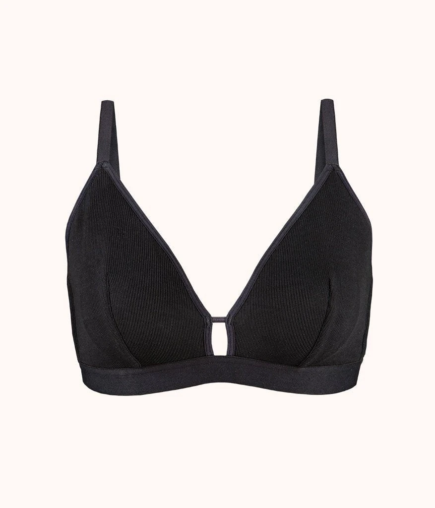 The Ribbed Busty Bralette: Jet Black 4 The Ribbed Busty Bralette: Jet Black - Image 4