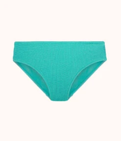 The Swim Ruched High Waist Bikini Bottom: Aquamarine -Outlet No Wire Bras Store 4 product flat front ruched high waist bikini aquamarine